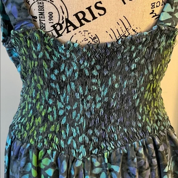 💗Bali Blue and Green Midi Dress - Picture 4 of 13